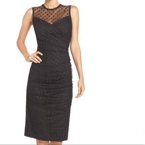 NWT Shoshanna Ruched Polka Dot Midi Dress